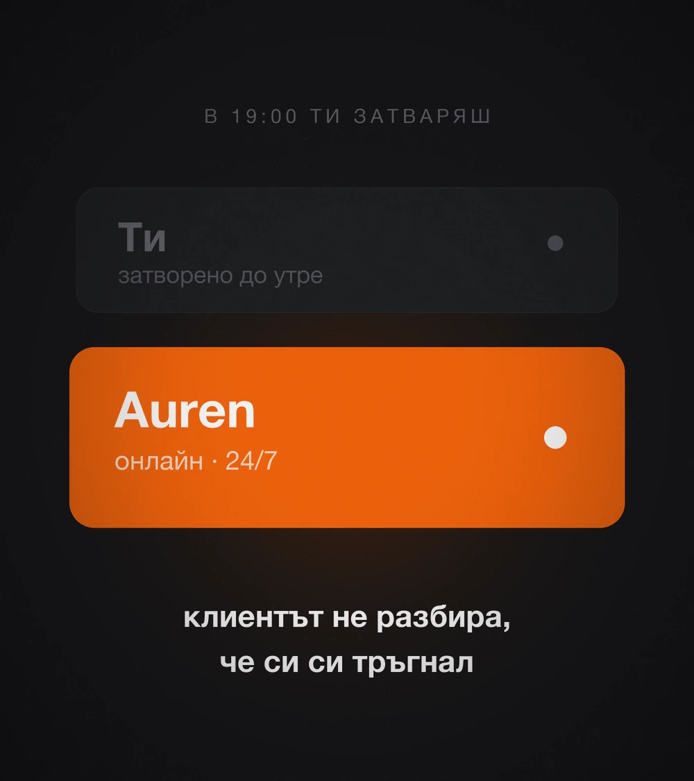 В 19:00 ти затваряш, Auren остава онлайн 24/7