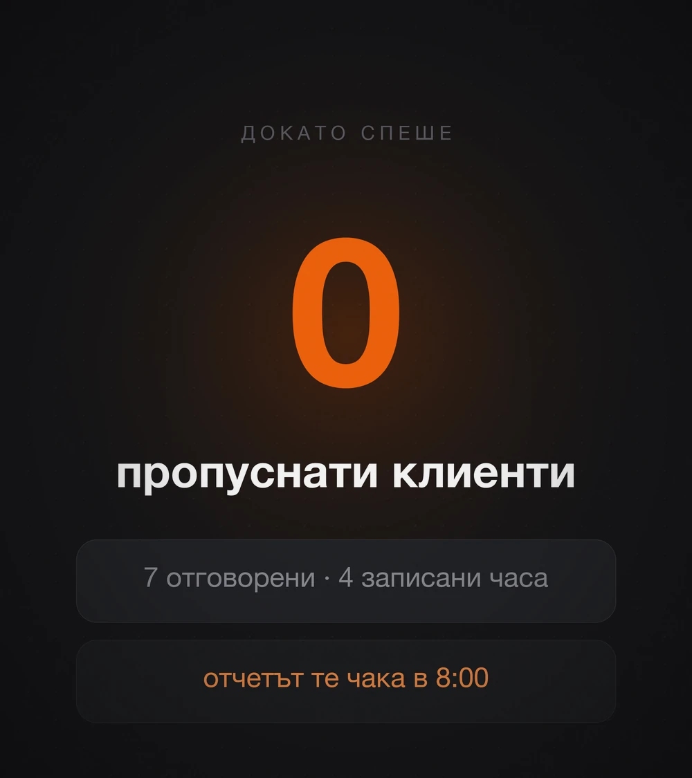 Сутрин: нула пропуснати клиенти и готов отчет